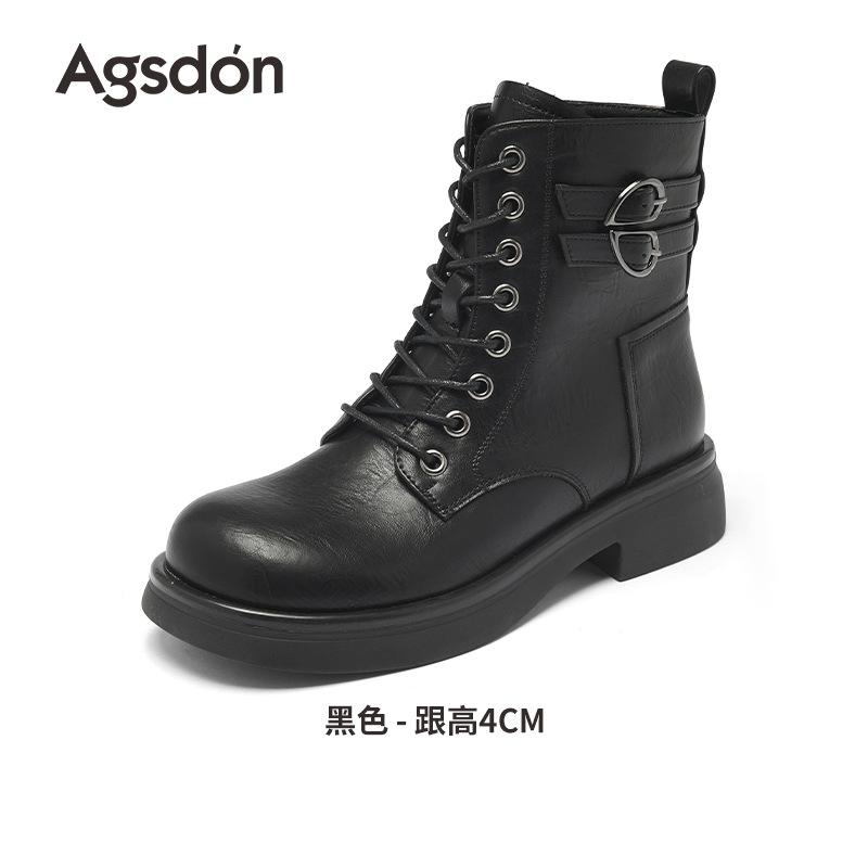 Augustine Martin Boots Women's 2025 New Autumn Brown Short Boots British Style Medium Tube Maillard Knight Boots