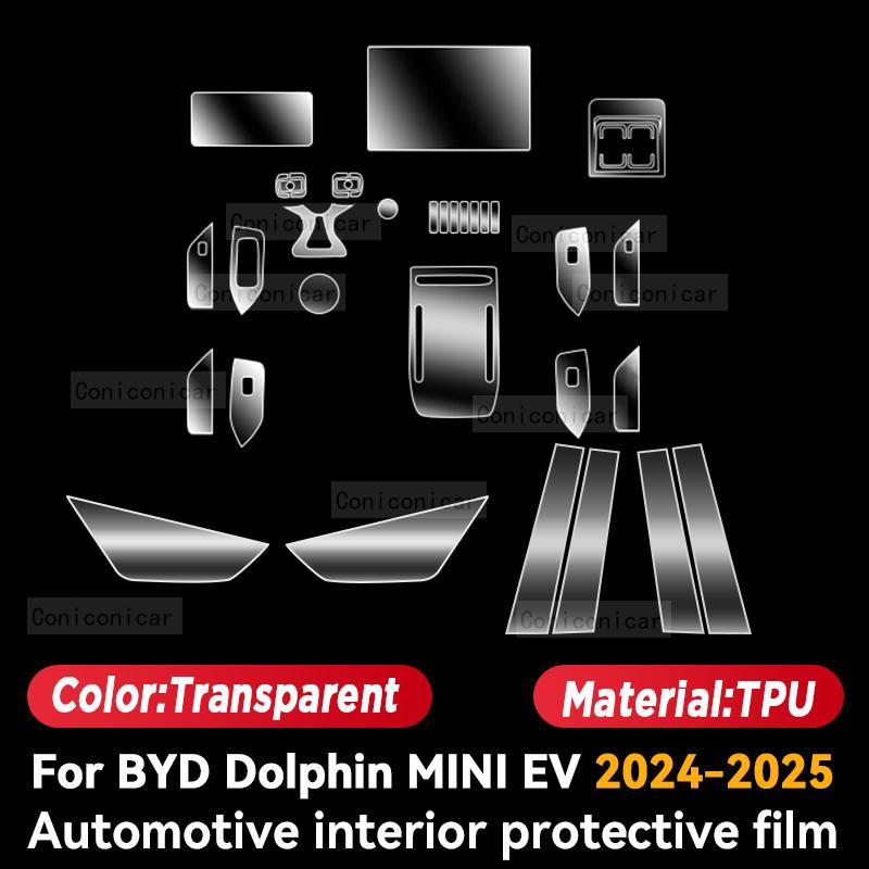 For BYD Dolphin MINI EV 2024 2025 Car Interior Center Console Screen Protective Film Anti-scratch Repair Sticker Accessories