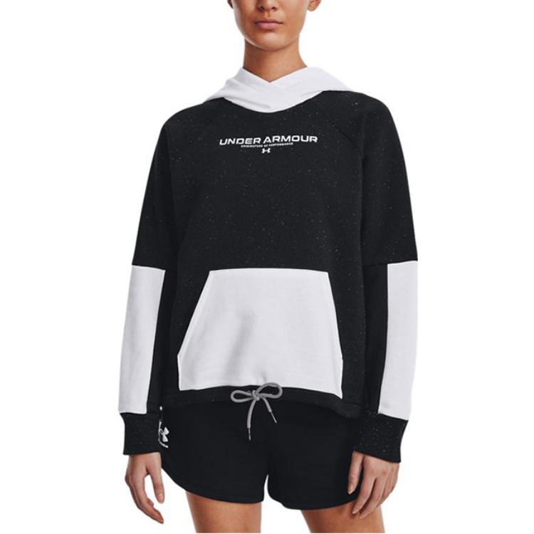 Under Armour Color Block Spliced Casual Sports Fleece Hoodie American Vintage Sweatshirt Women hoodies Black 1369851-001