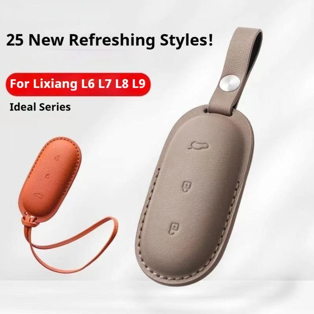 Leather Car Key Case Shell Keychain for Lixiang L9 L8 L7 L6 Key Case Cover for LI Lixiang Leading Ideal L6 L7 L8 L9 2022-2025