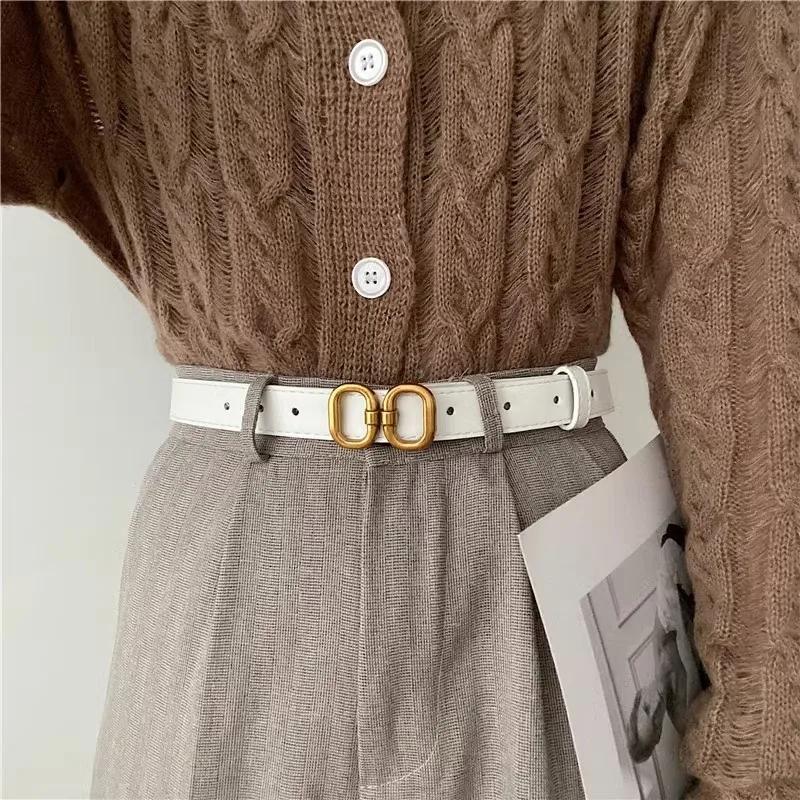 Fashion Pu Leather Belt For Women Designer Metal Buckle Waist Strap Female Jeans Dress Trouser All-match Decorative Waistband