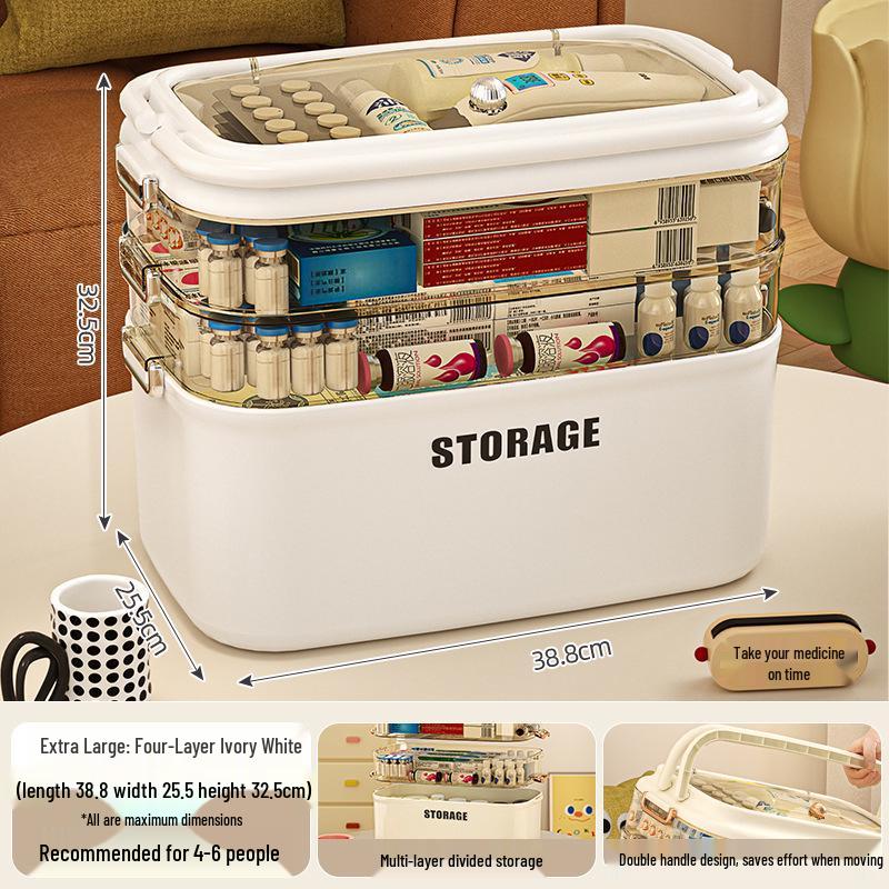 Large Capacity Multi-Layer Family Medicine Storage Box for First Aid and Medication Organization