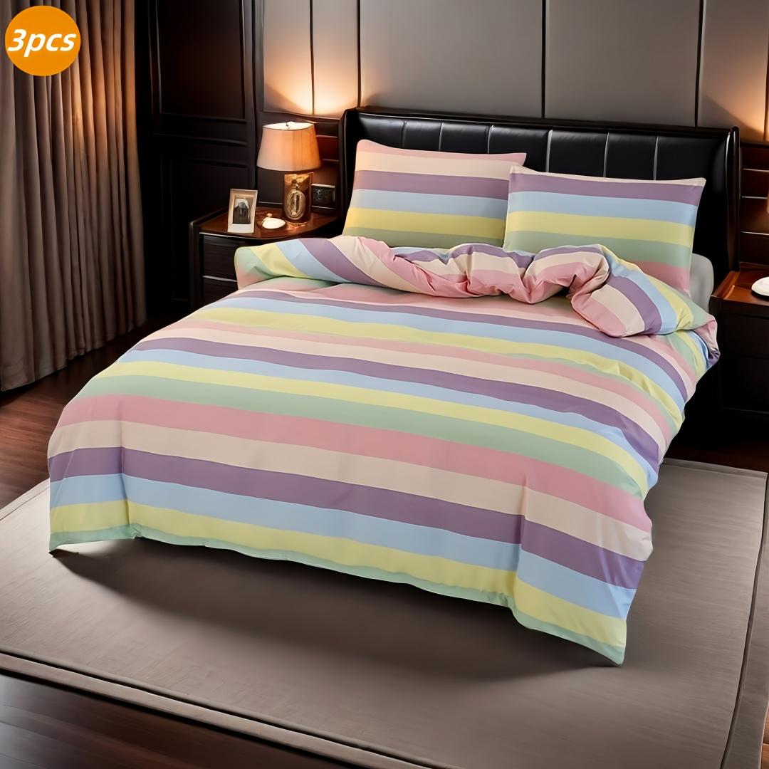 

Comforter Striped Bedding Set 3D Printed Skin-Friendly Single Twin Double Size Bedroom Decor Birthday Gift Comforter (quilt)-EU Single(135*200cm)3pcs