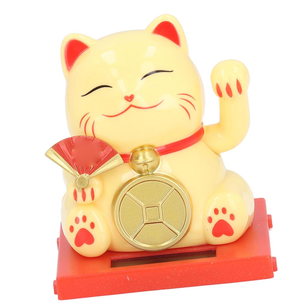 2 Zoll Solar Glückskatze mit Klarsichtbox Solarbetriebene Winkende Glückskatze Set für Zuhause Büro und