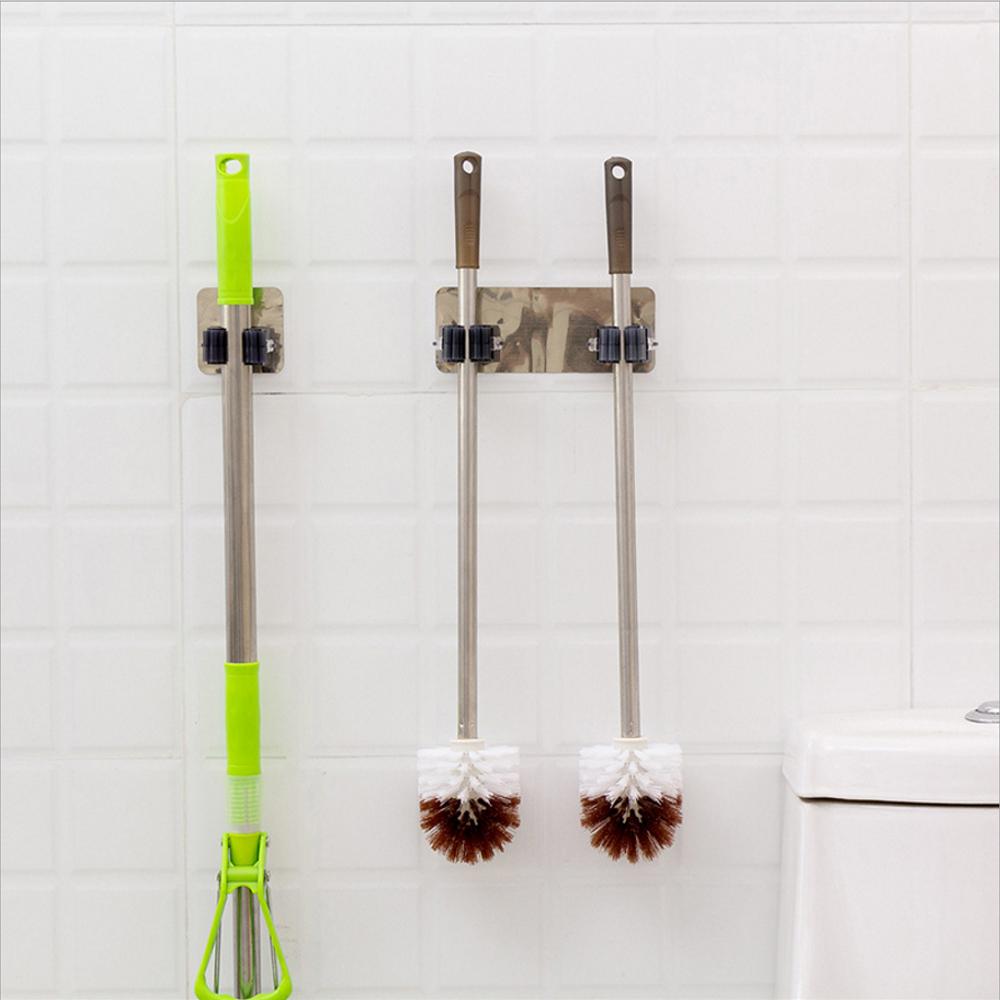 

Dual Rack Wall Hooks for Home Self Adhesive Wall Mounted Mop Bar Organizer Holder Brush Broom Hanger Storage Rack Kitchen Tool