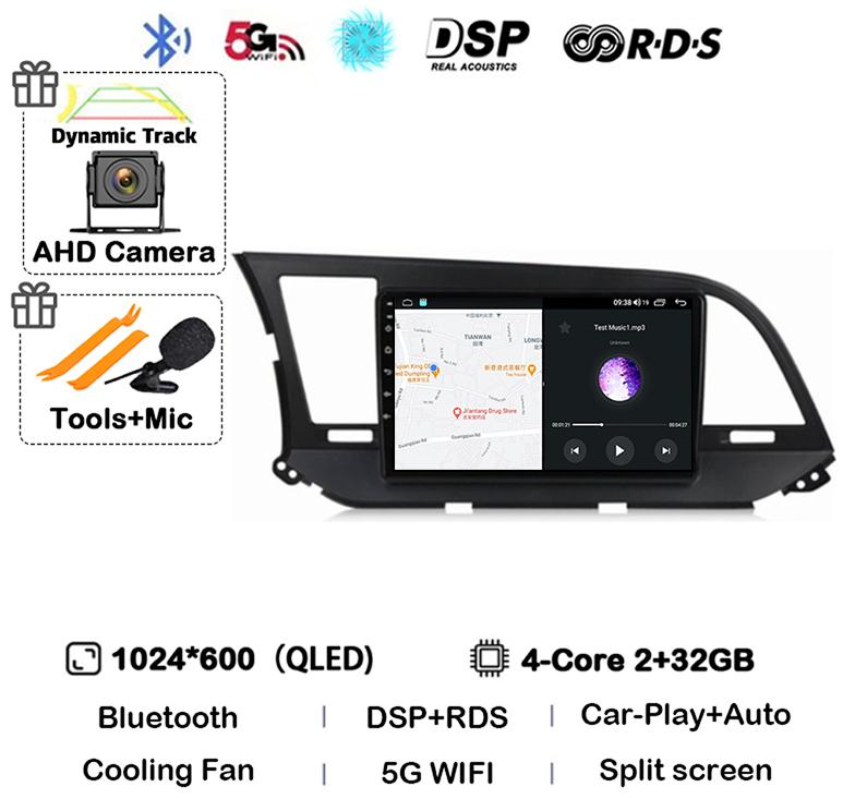 

Android 14 Carplay Auto Для Hyundai Elantra 6 2016 2017 2018 Автомагнитола Мультимедийный Видеоплеер Стерео GPS WIFI+4G BT Камера 360