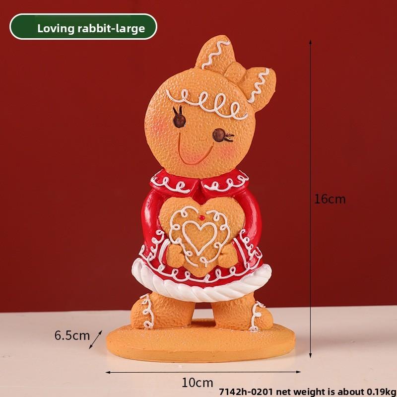 Christmas Gingerbread Man Decor Resin Cartoon Holiday Tabletop Ornament For Festive Atmosphere