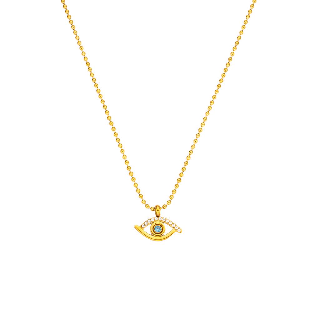 Exquisite Devil s Eye Necklace: Titanium Steel with Zircon Inlay