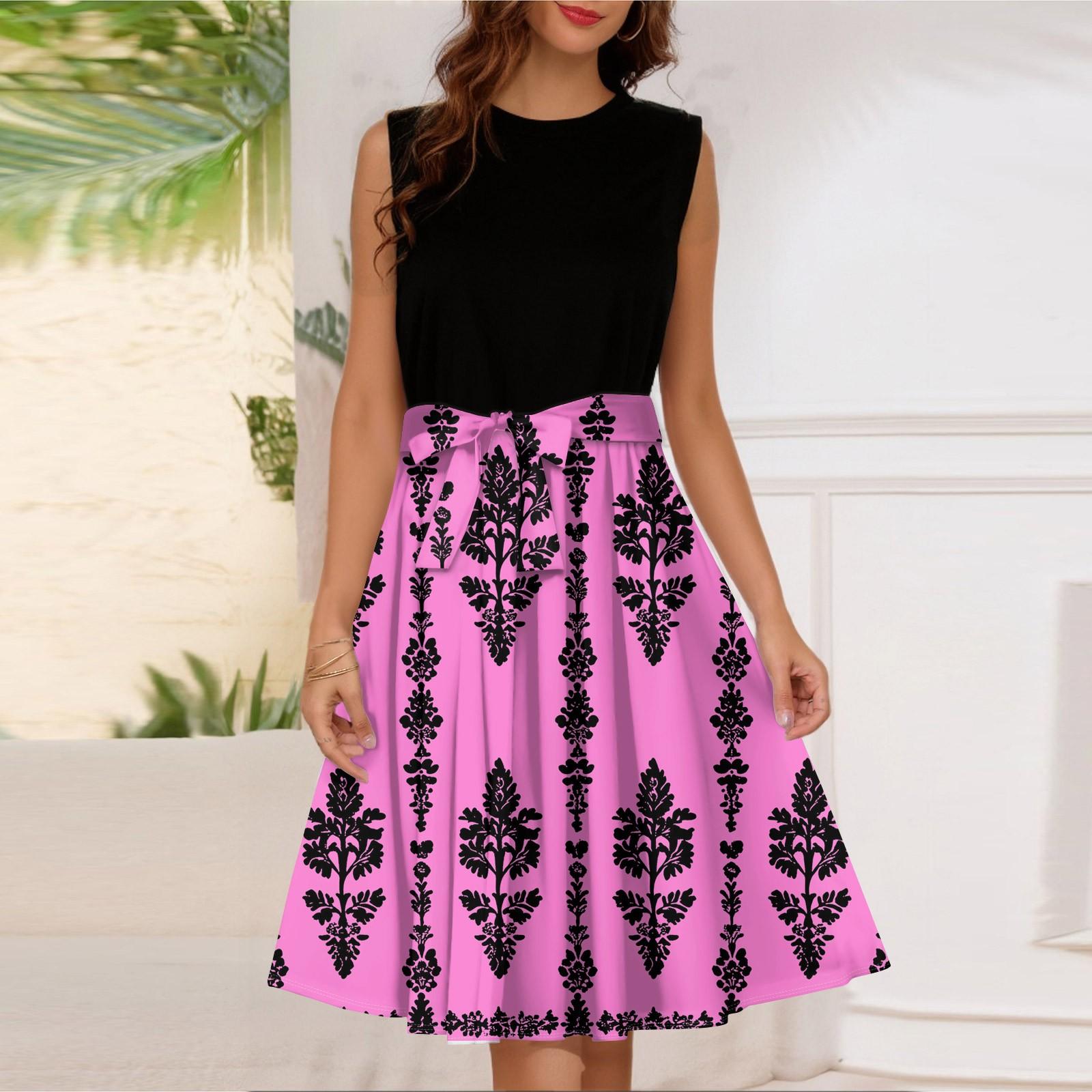 

Женское модное повседневное короткое платье без рукавов со шнуровкой и круглым вырезом S