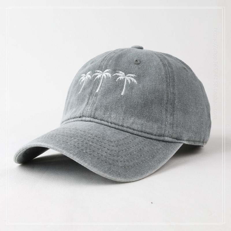 Unisex Washed Cotton Cap coconut palm Embroidery Vintage Baseball Cap Men Women Adjustable Casual Outdoor Streetwear Sports Hat