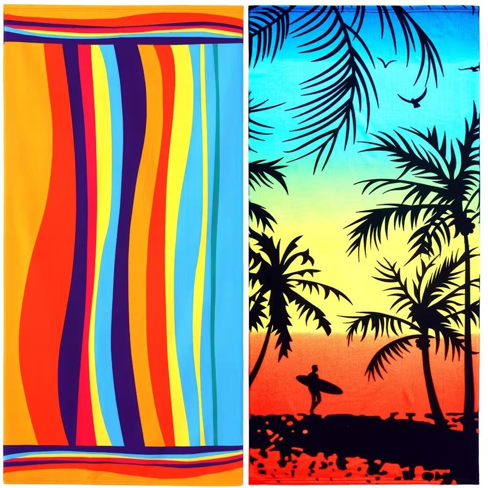 Beach Theme Beach Towel Starfish Shell Printing Microfiber Quick Drying Absorbent Large Bath Towel