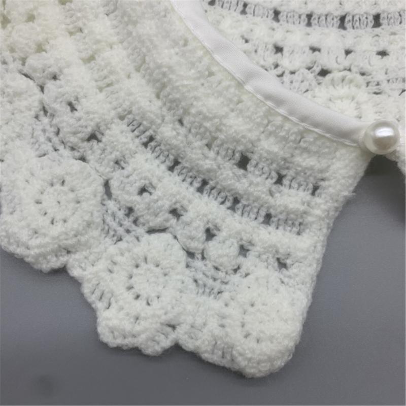 Japonais Enfants Filles Faux Col Châle Écharpe Creusé Tricoté Fleur Vintage Épaule Enveloppante Décorative Demi-Chemise Capelet