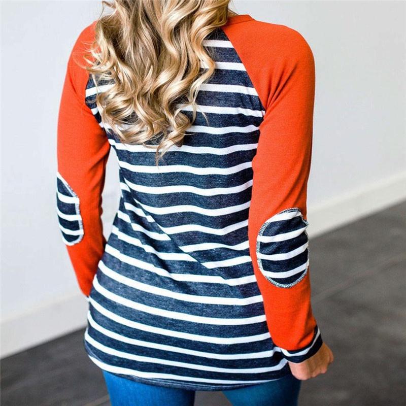 Striped Autumn New Stitching Round Neck Longsleeved Tshirt Bottoming Shirt