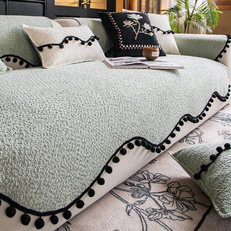 New Special-Shaped Sofa Cushion, High-End Mid-Ancient Style Skirt, Light Luxury Non-Slip Living Room, Straight Row Sofa Seat Cushion
