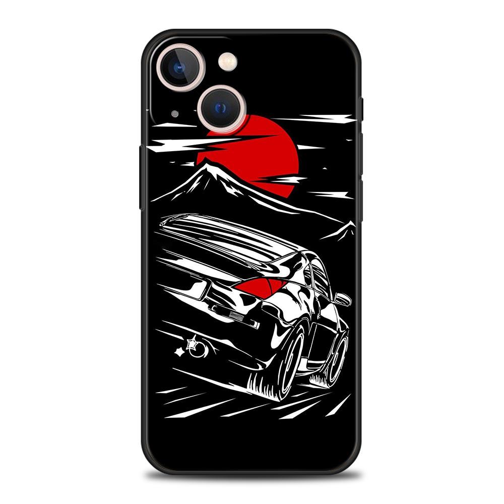 Japan JDM Sports Car Phone Case For iPhone Apple 14 13 Pro Max 12 11 Mini 7 8 Plus XR XS X SE 2020 Cover Shell Black Coque Funda