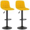 Bar Stool Set of 2 Yellow Velvet