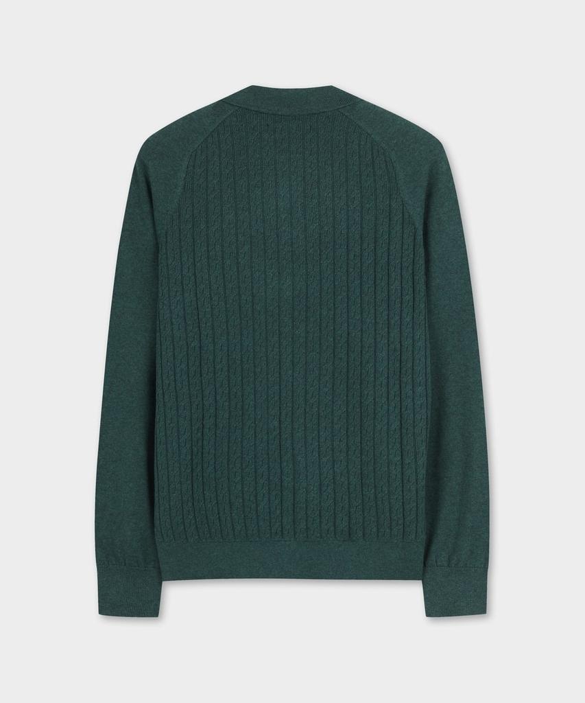 Brooks Brothers Cotton Cable Polo Cardigan (Green) (Bbwcmmf302)