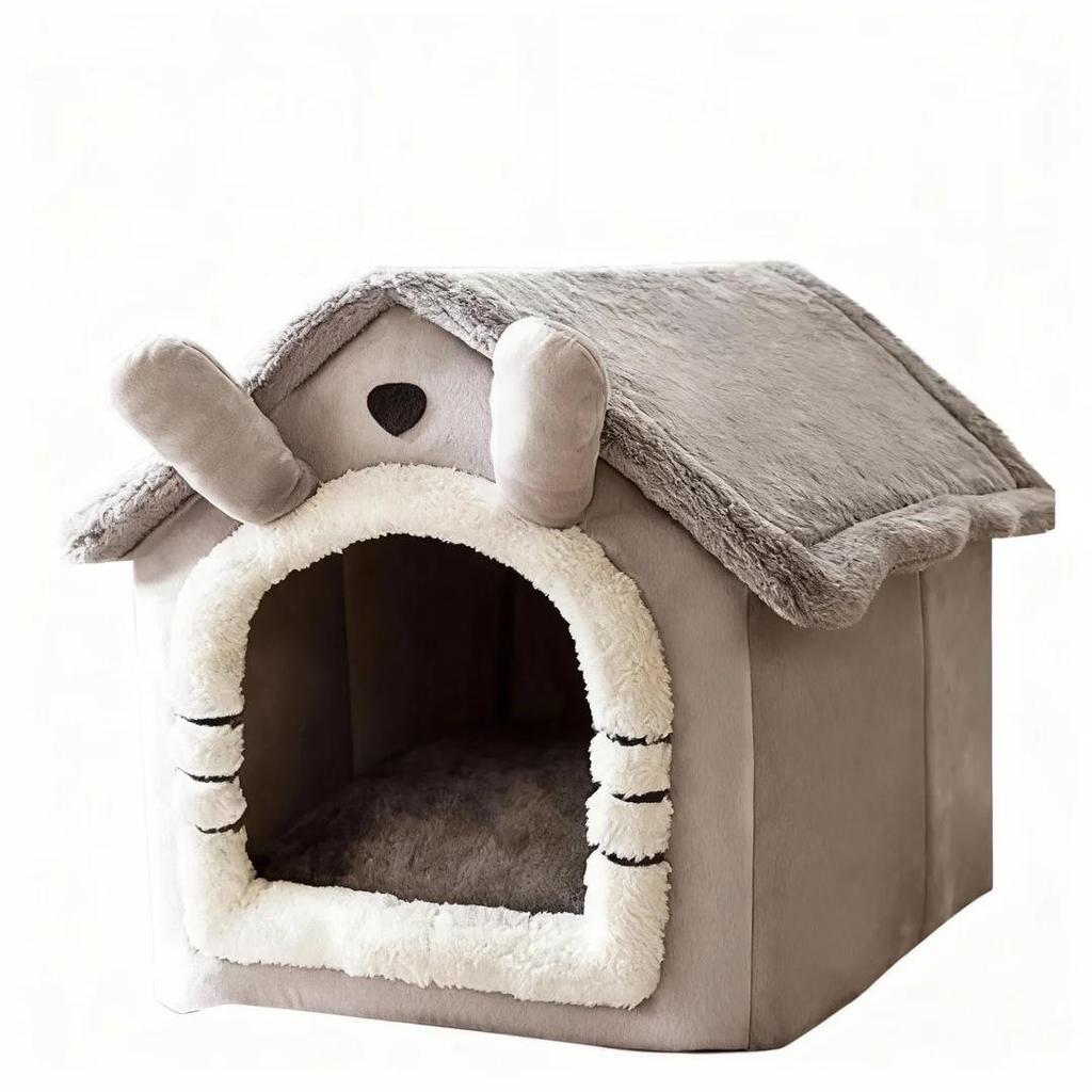 All-Season Detachable Washable Pet Kennel Semi-Enclosed Cuddly Pet House Warm Cat Bed