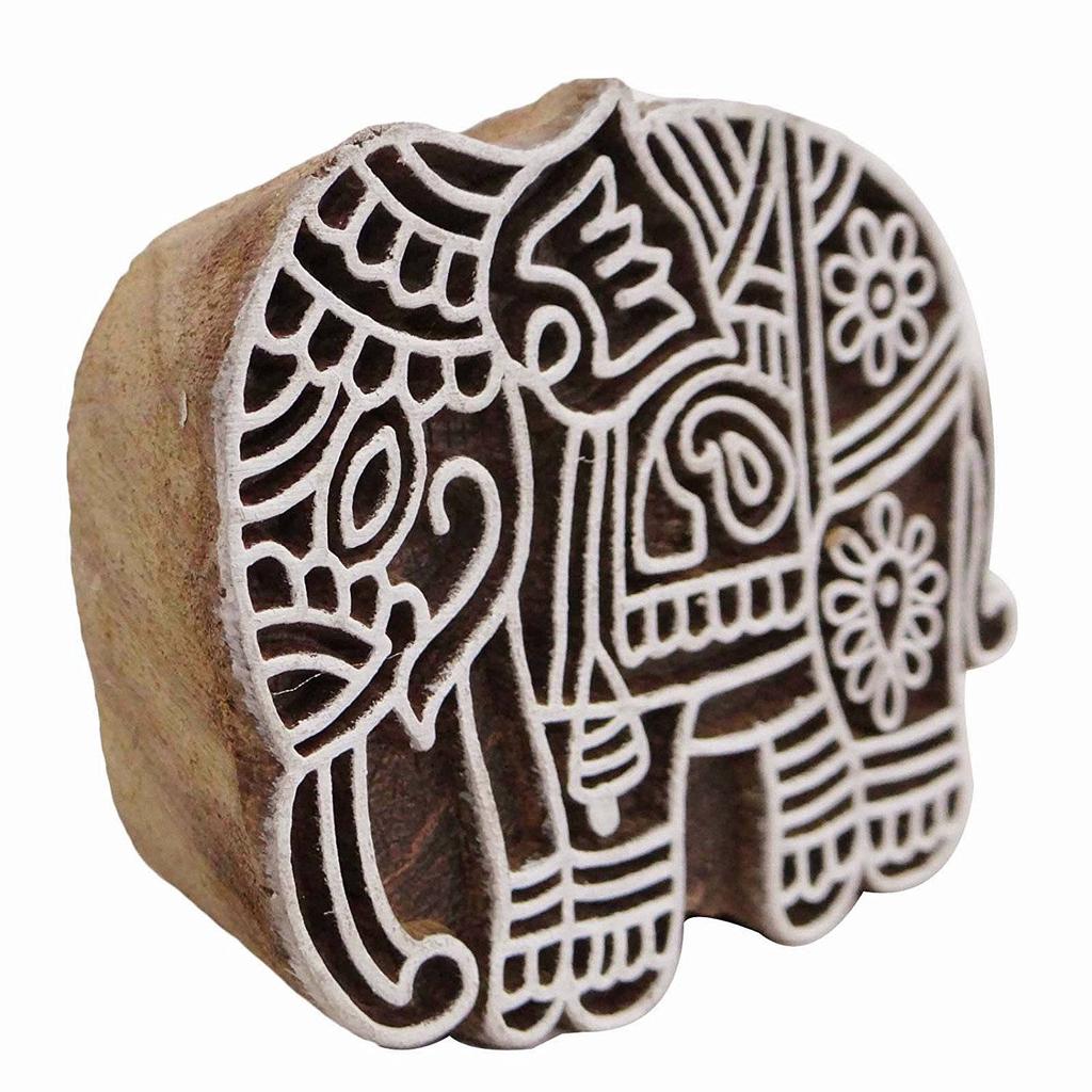 Elephant Pattern Wooden Block Hand Carved Wood Printing Blocks Te X Tile