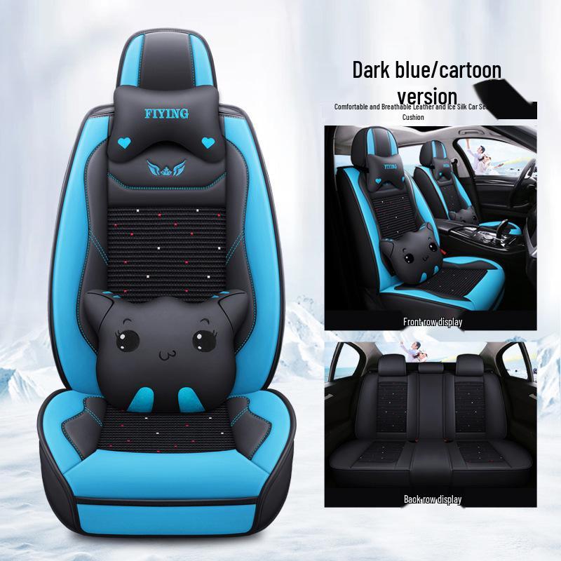 Universal Leather Cartoon Car Seat Covers for All Seasons - Compatible with Reina, MG, K3, K5, Elantra