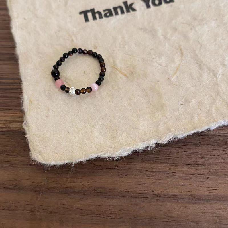 Flower Stacked Flower Ring for Women In Early Spring Countryside Style Elastic Beaded Finger Ring