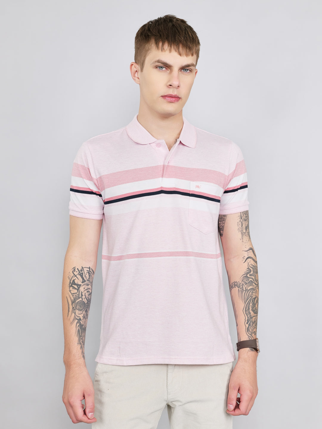 Monte Carlo Men Regular Fit Pink Tshirt L