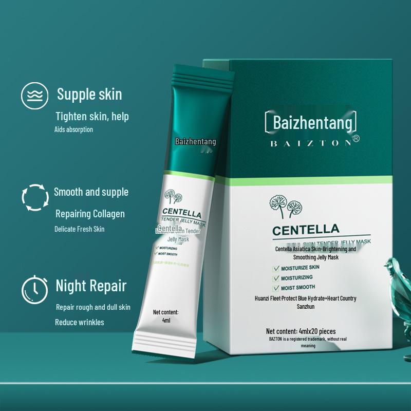 Baizhentang Centella Asiatica Nicht-Abspülbare Feuchtigkeitsspendende Gelee-Maske - Feuchtigkeitsspendende & Porenverfeinernde Übernacht-Schlafmaske.