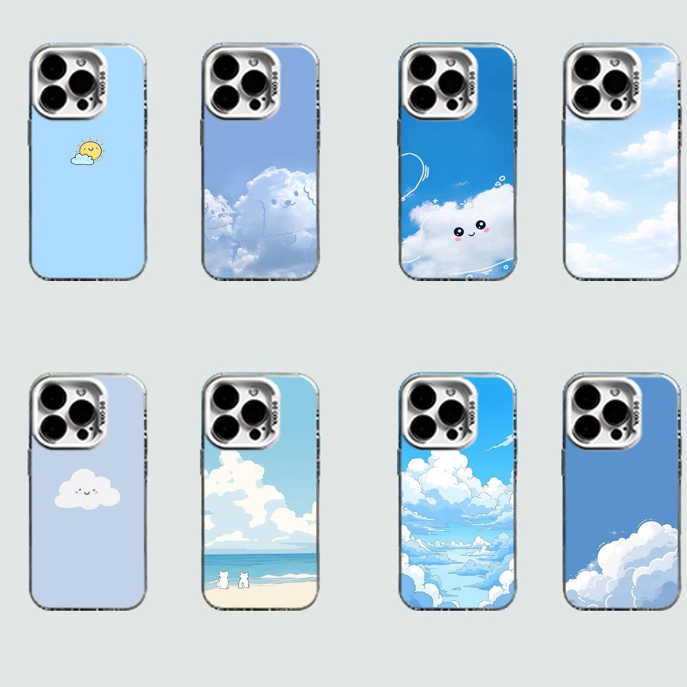 Simple little white cloud White Shockproof Phone Case For iPhone 16,15,14,13,12,11,Pro,XS,Max,Plus,Mini,SE