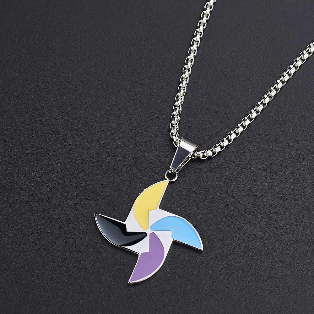 Stainless Steel Colorful Windmill Pendant Necklace - Unisex Hip Hop Jewelry