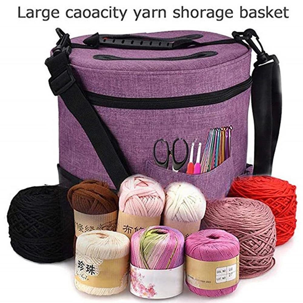 Aufbewahrungstasche für Strickwerkzeuge, Garn-Häkel-Organizer, Tragetasche, großes Fassungsvermögen, tragbar, mit Fronttasche für Garnnadeln und Haken