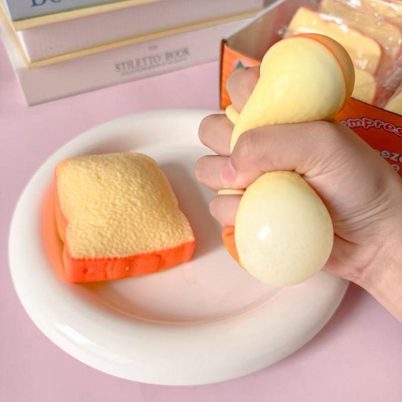 Simulated Toast Non-Bounce Stress Ball 1Pcs Finger Suction Food Shaped Fidget Toy for Portable Travel Anxiety Relief