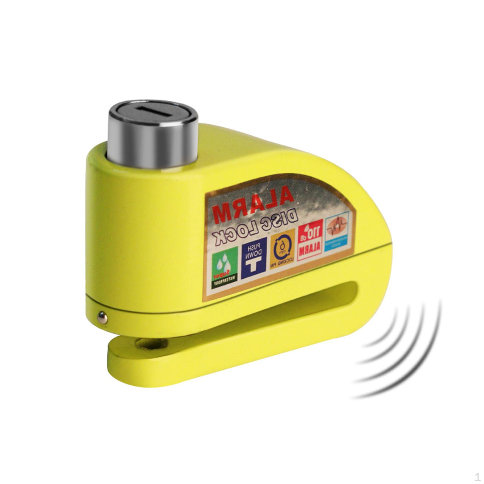 Motorcycle Alarm Disc Brake Lock Padlock for Bicycles Bikes Yellow