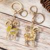 Keychain Pendant Sparkling Rhinestones Inlaid Goat Design Key Holder with Lobster Clasp Lightweight Car Hangers Decorative Pendant