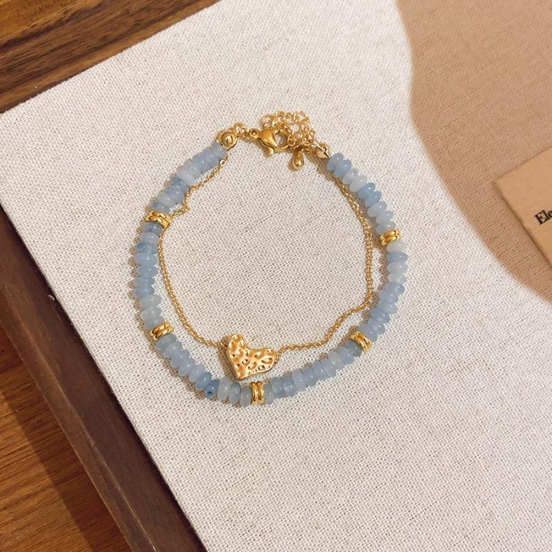 Aquamarine Fresh Zircon Flower Crystal Beaded Bracelet Light Luxury Premium Bracelet Bracelet Exquisite Niche Jewelry