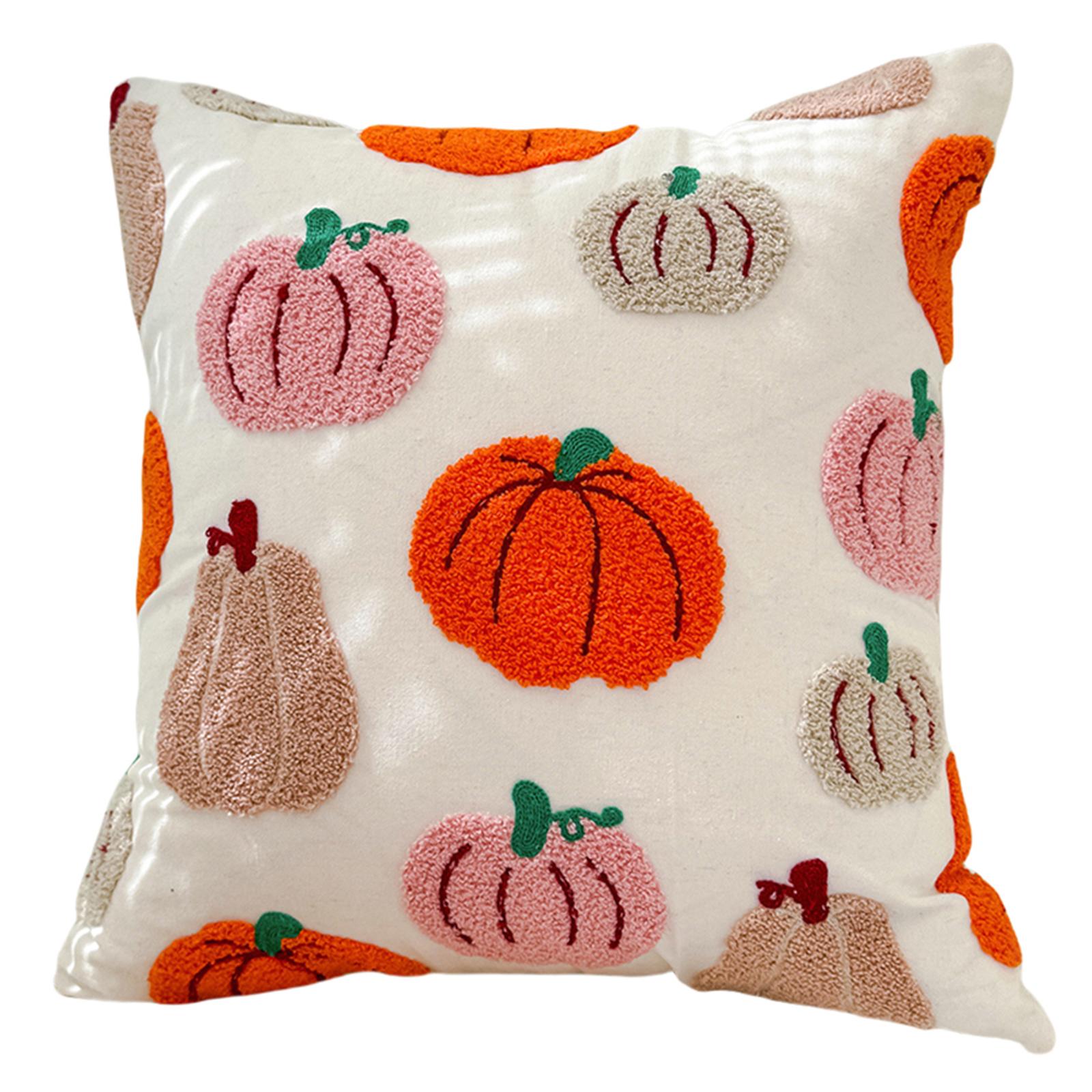 

Embroidered Halloween Pillowcase 45x45cm Orange Pumpkin Throw Cushion Covers Pumpkin Embroidery Pillow Cases for Home Sofa Couch
