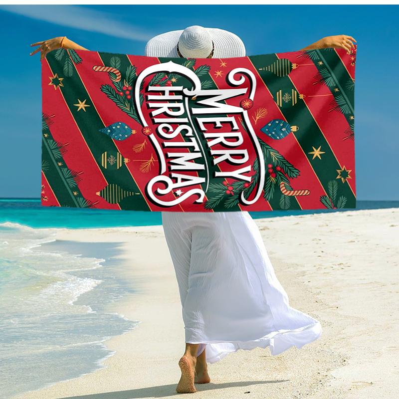 Ultra-Soft Beach Towel with Christmas Theme,Ideal for Pool - Camping, Diving - Perfect Travel Essential, Vibrant Beach Towel.