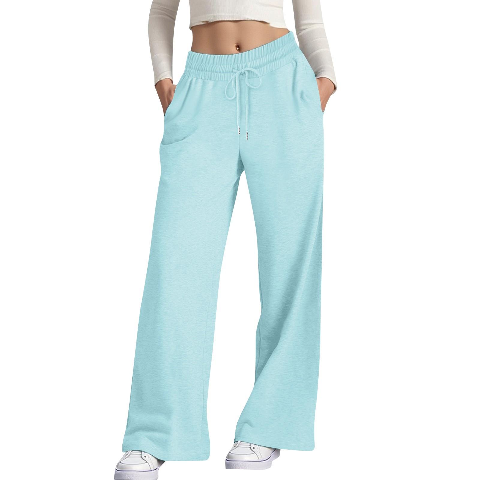 

Женские повседневные модные однотонные брюки прямого кроя с эластичной талией на кулиске и карманами S