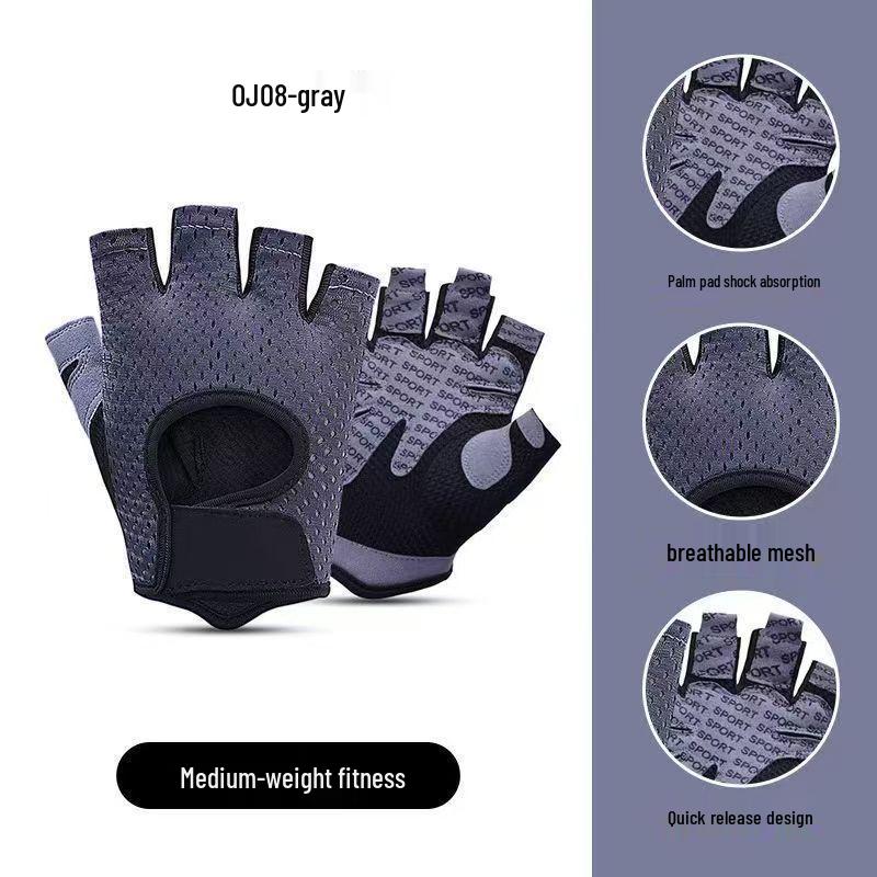 Men's & Women's Anti-Slip Fingerless Fitness Gloves - Wrist Support, Lightweight Summer Design for Cycling and Training