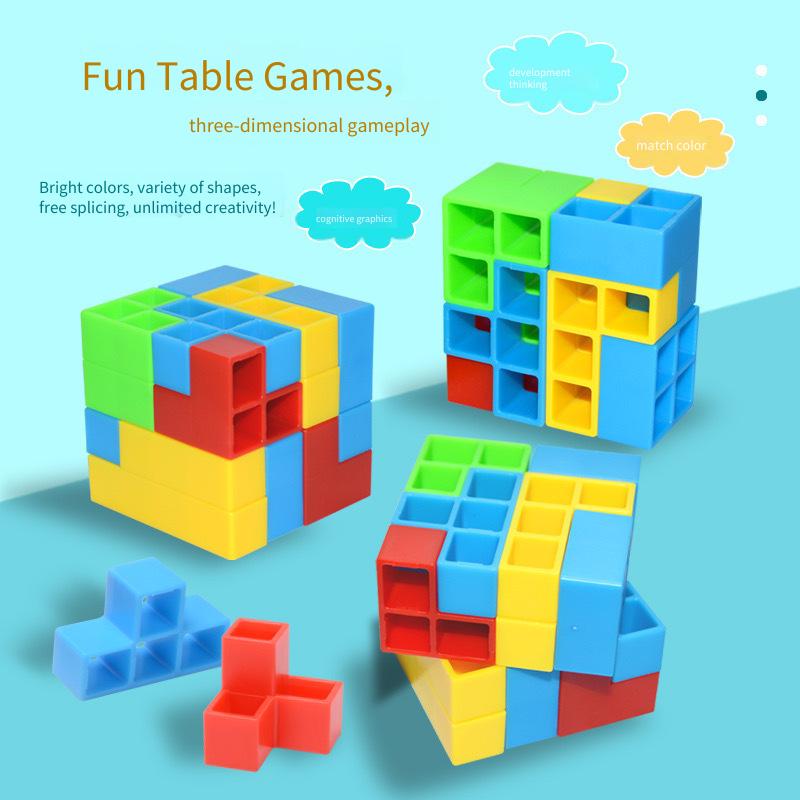 64 Building Block Toys Russian Building Blocks Tetra Tower Game Children Swing Balance Stacking Table Game for Kids & Adults