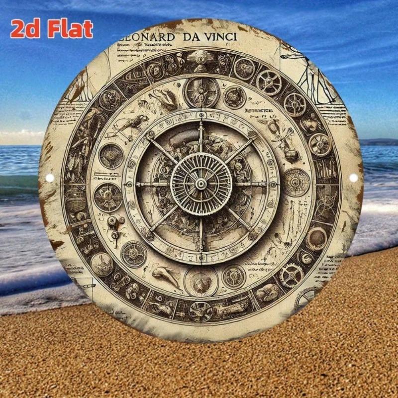 Vintage Da Vinci Metal Art Sign Mechanical Gears Anatomy Weatherproof Indoor Outdoor Wall Decor