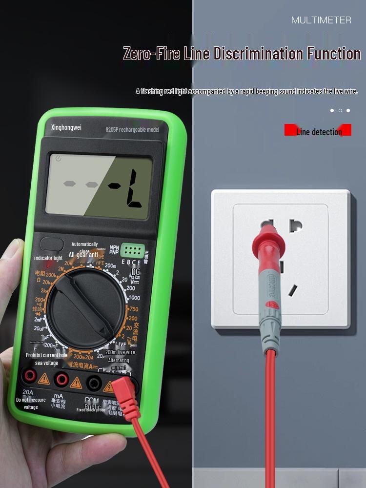 High-Precision DT9205 Digital Multimeter with Anti-Burn Protection for Electricians