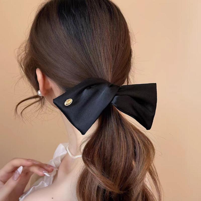 Korean Style High End Polka Dot Wings Banana Clip Women'S Hair Accessories Satin Fabric Hair Clips For Women Back Of Head
