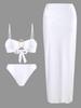 Hot Girl Style Bandeau Two Piece Bikini With Long Skirt Three Piece High Cut Swimsuit Elegant For Vacation