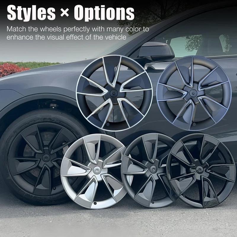 4PCS Hub Cap for Tesla Model Y Juniper 19-Inch 2025 Performance for Crossflow Wheel Cover Automobile Hubcap Full Rim Accessories