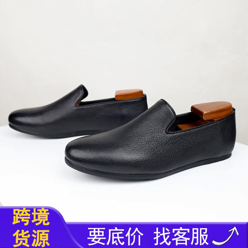 

Foreign trade customization Amazon men s business leather shoes one-pedal casual loafers first layer cowhide Doudou shoes soft sole 48