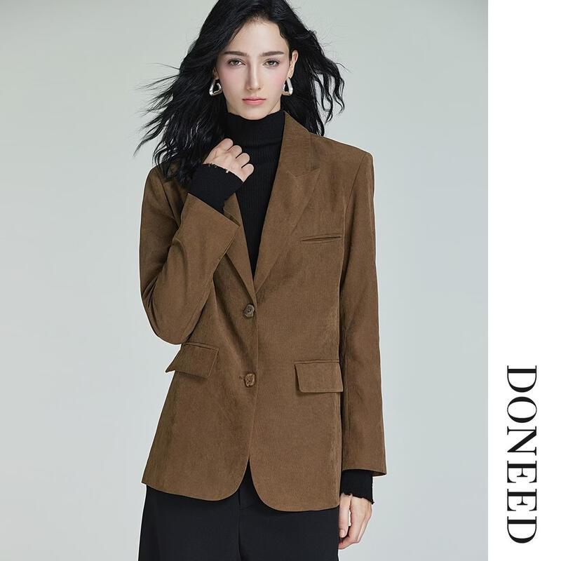 DONEED Women's Faux Suede Commuter Blazer
