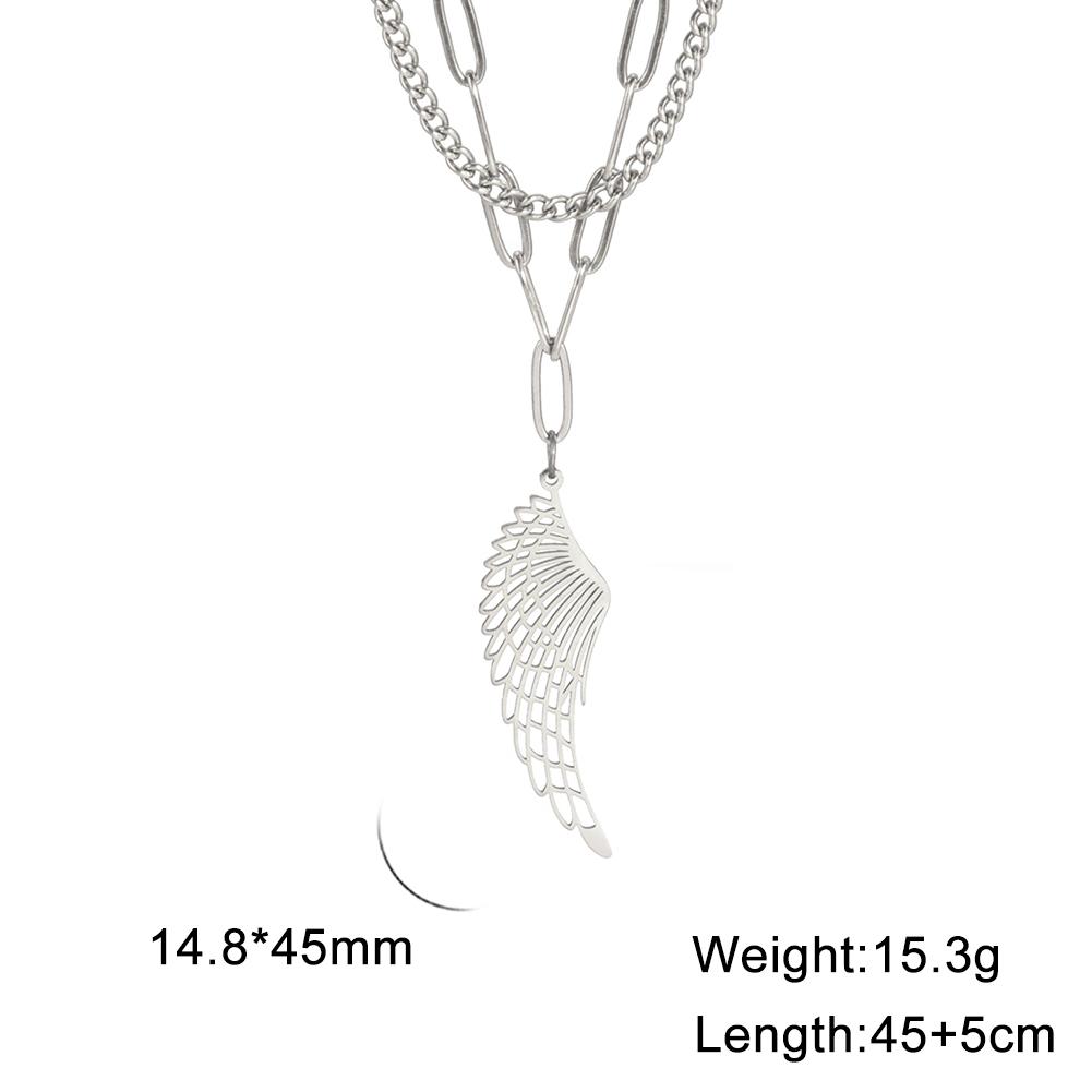 Cazador Hollow Wing of Angel Pendant Necklaces Feather Wings Stainless Steel Gold Color Charm Necklaces for Women Jewelry Kpop
