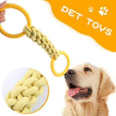 Pet Toy Double Loop Design Cotton Rope Interactive Puppy Chew Toy Bite-resistant Teeth Oral Health Safe Chew Toy