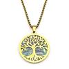 Tree of Life Imitation Abalone Shell Stainless Steel Pendant Necklace for Women Men Gold Silver Color Chain Necklaces Jewelry