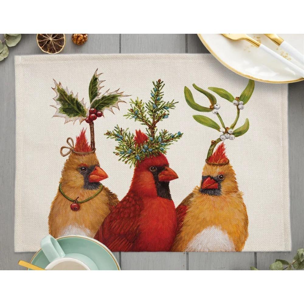 

Милые животные, подставки для столовых приборов, птицы, совы, льняные коврики для обеденного стола, кролик, белка, подставка под чашку, кофейная чашка, скатерть 45x32 см 1pcs 33x33cm